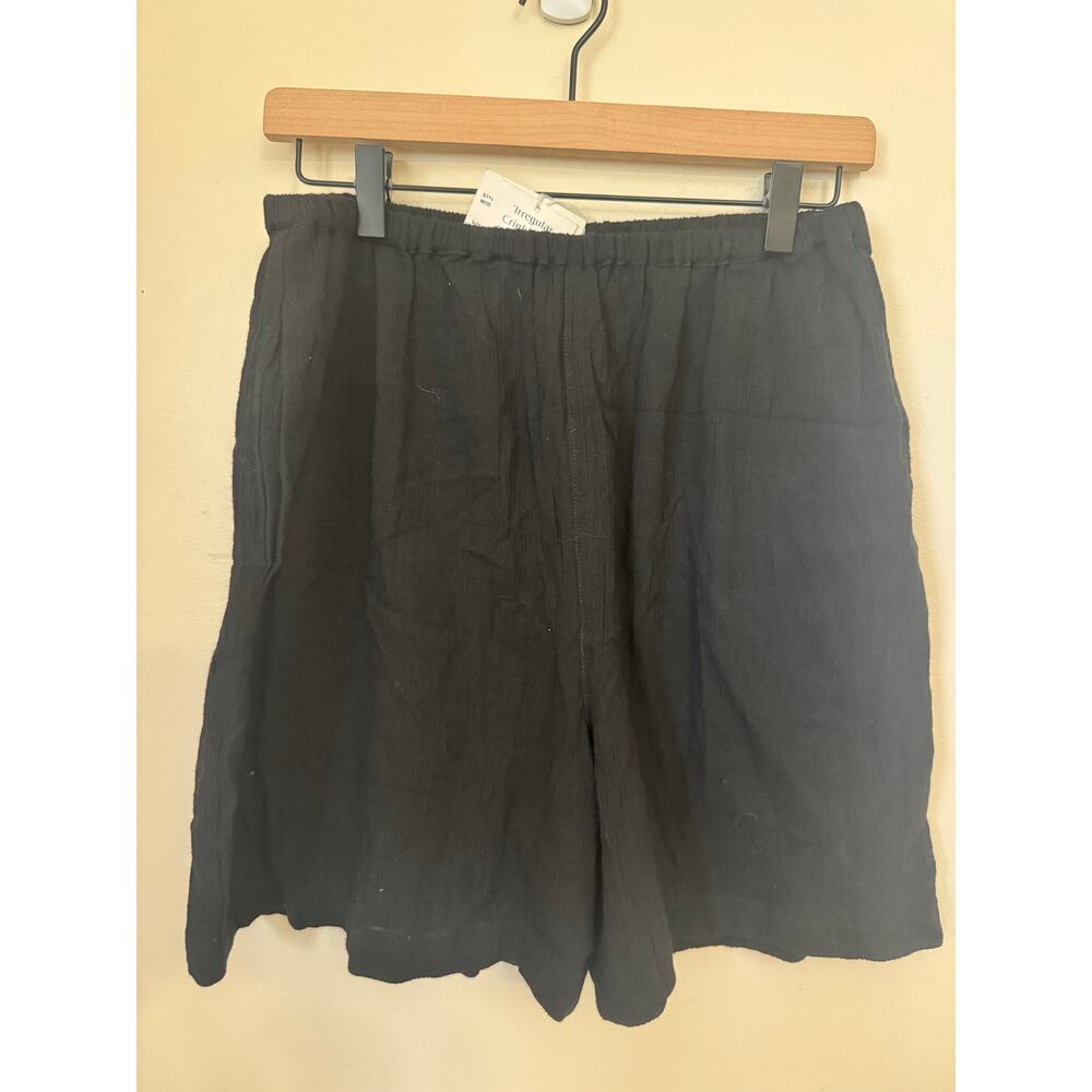 Vintage NWT 90s Regina Porter Black Crinkle 100% Cotton Shorts Deadstock Size L